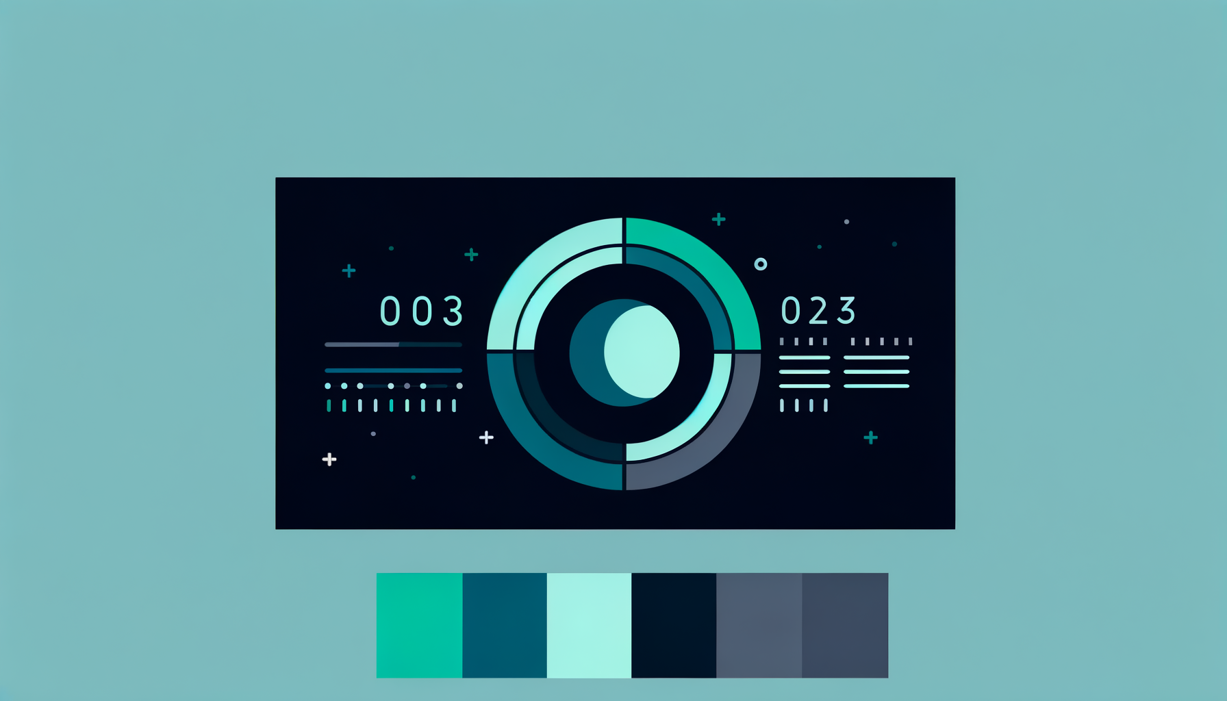 Minimalist illustration of a circular dial with moon phases